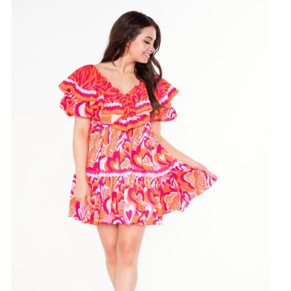 Alden Adair Harper Dress in Lovers Lane pink orange heart